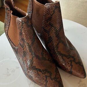 Clarks Brown Snake-Print Pointed Ankle Booties
